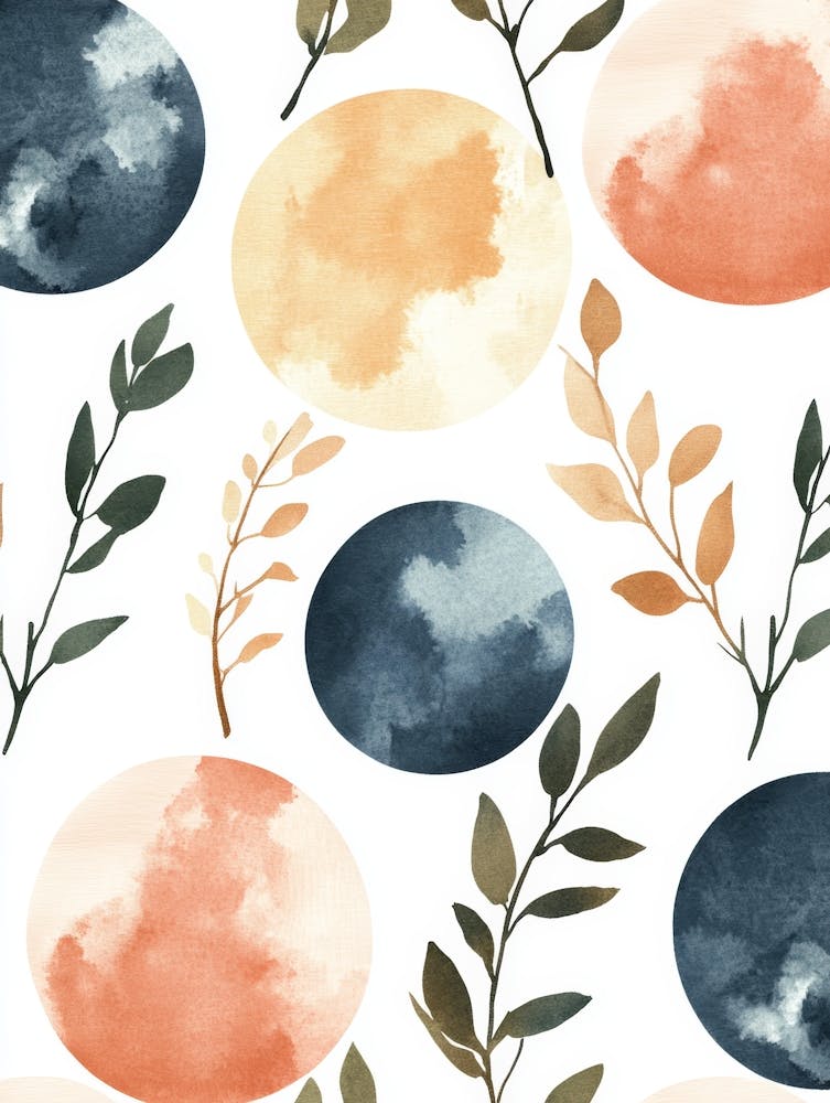 Feuilles et Fleurs à l'Aquarelle