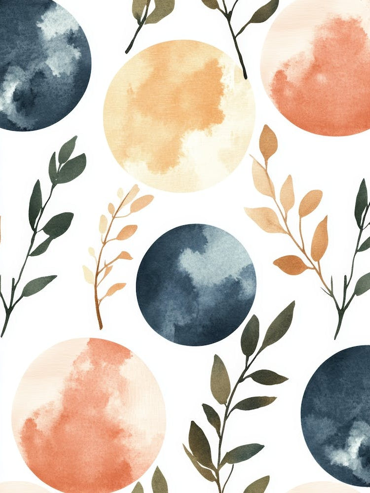 Watercolor Leaves And Flowers