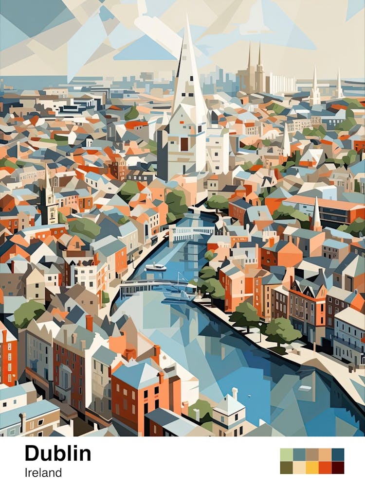 Dublin, Irlande, Illustration Géométrique 4 Affiche