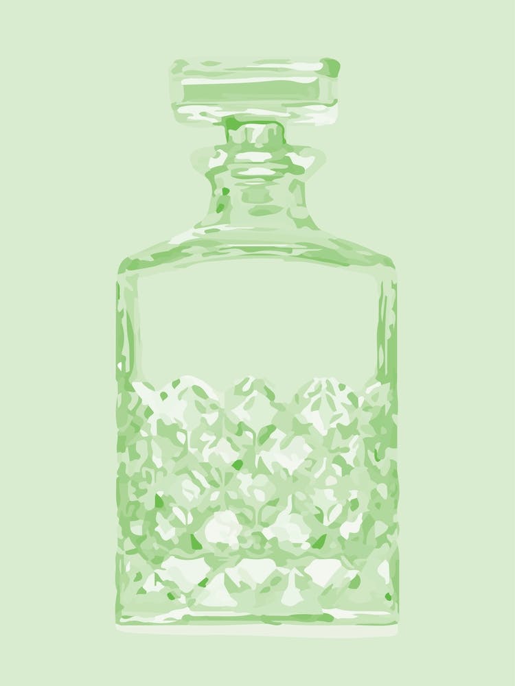 Decanter Bar Cart Print - Green