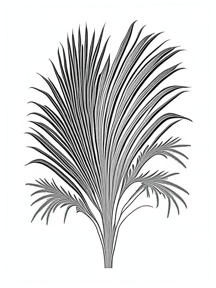 Saw Palmetto Herb William Morris Inspired Line Drawing 2