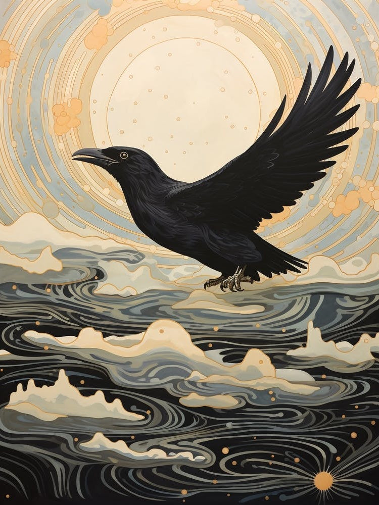 Crow 2 Gold Detail Painting
