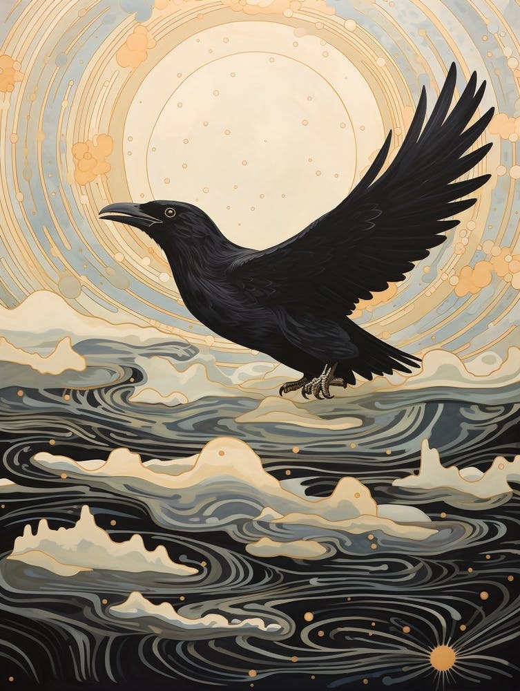 Crow 2 Gold Detail Painting