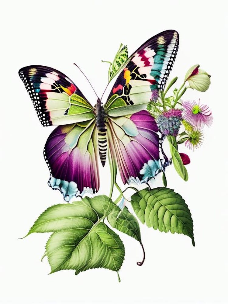 Butterfly On Plant Decoupage 1