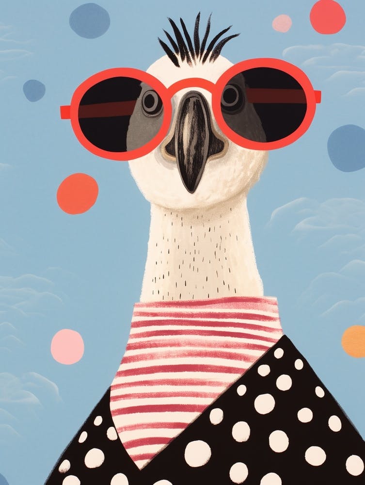 Little Ostrich Wearing Sunglasses