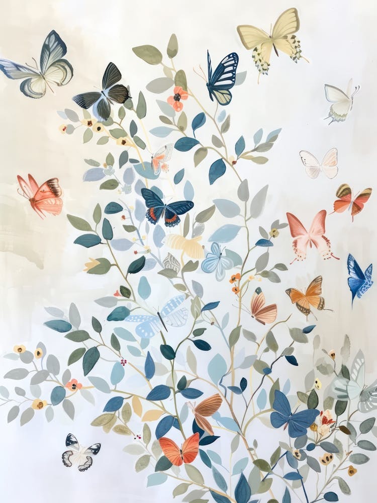 Schmetterlinge Pastelle Dschungel Illustration 1