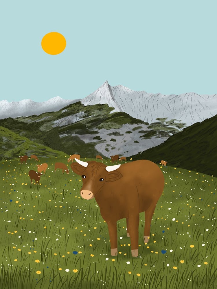Cows in Switzerland Mountains