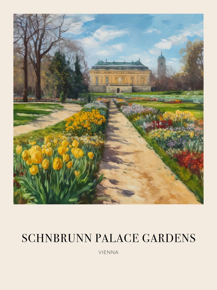 Schnbrunn Palace Gardens Vienna 3 Vintage Cezanne Inspired Poster