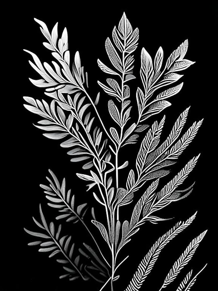 Rosemary Leaf Linocut 1