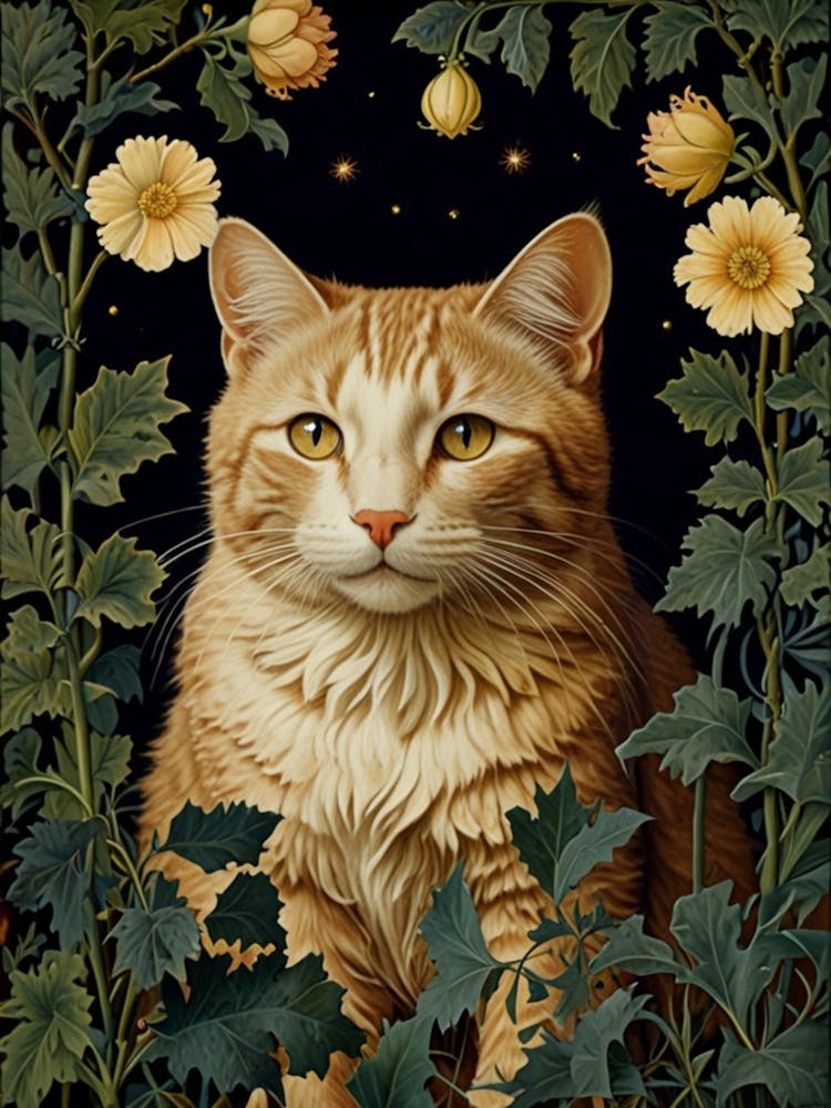 William Morris Cat In Flowers 1