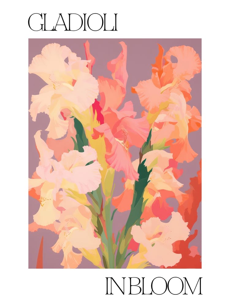 Gladioli In Bloom Flowers Bold Illustration 4