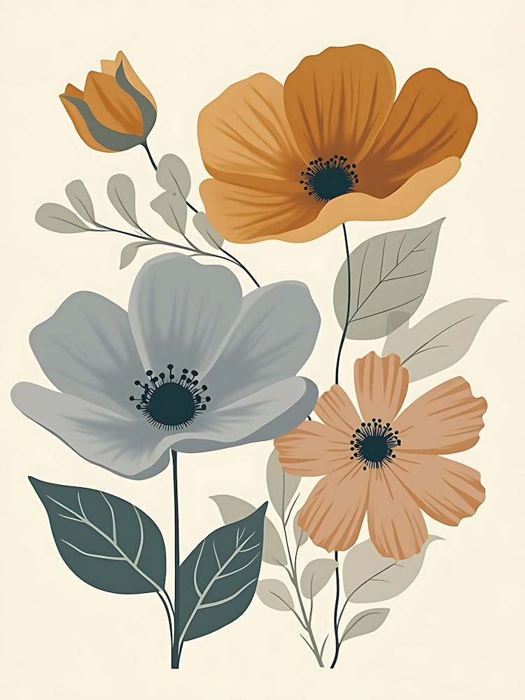 Minimalist Pastel Flower Composition