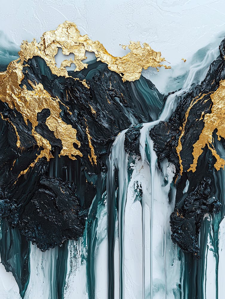 Cascades' Golden Peaks - Minimalist Elegance
