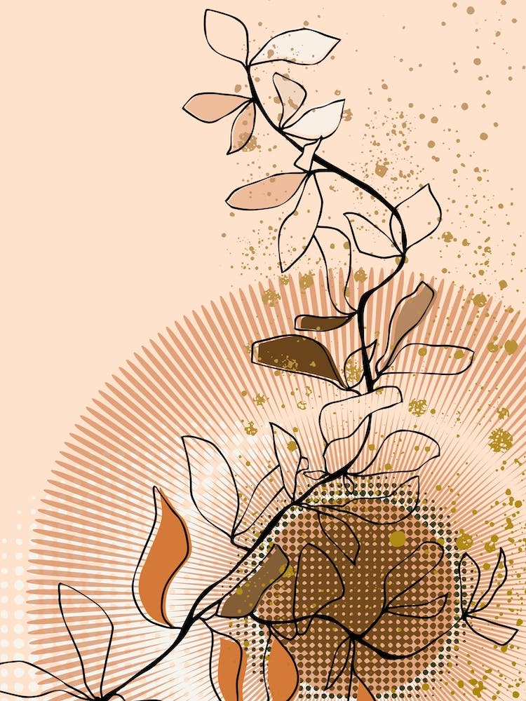 Abstract Branch Warm Sunset