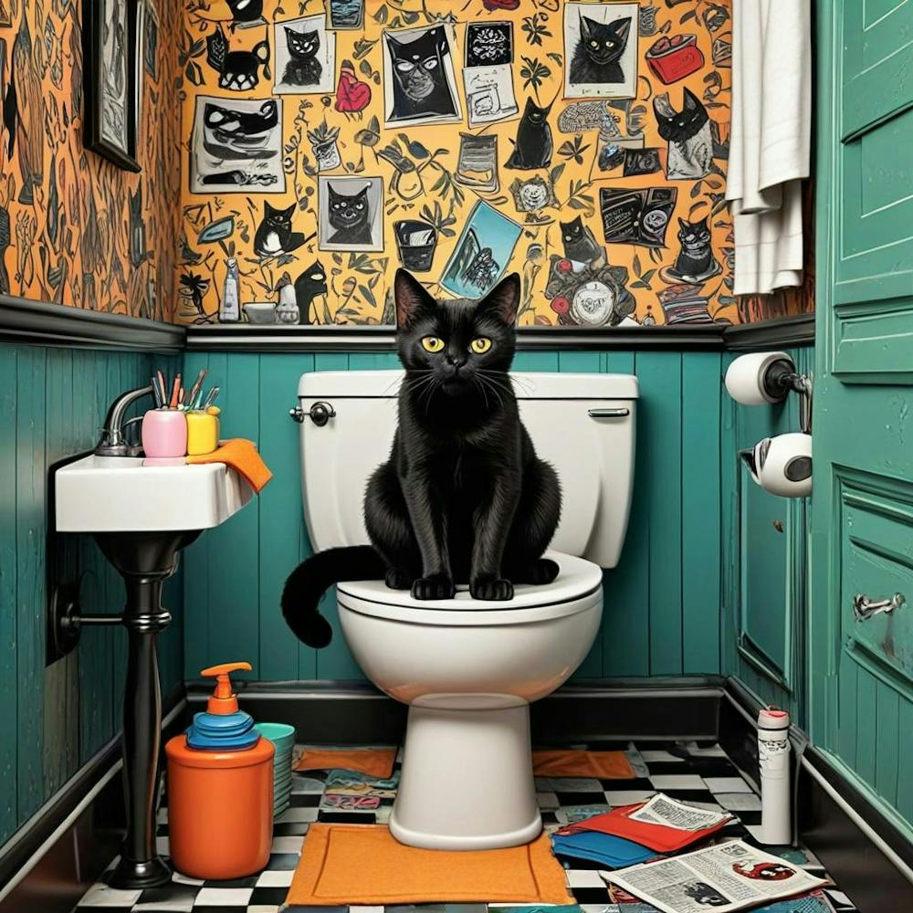 Cat Reading A Newspaper In Toilet (4)