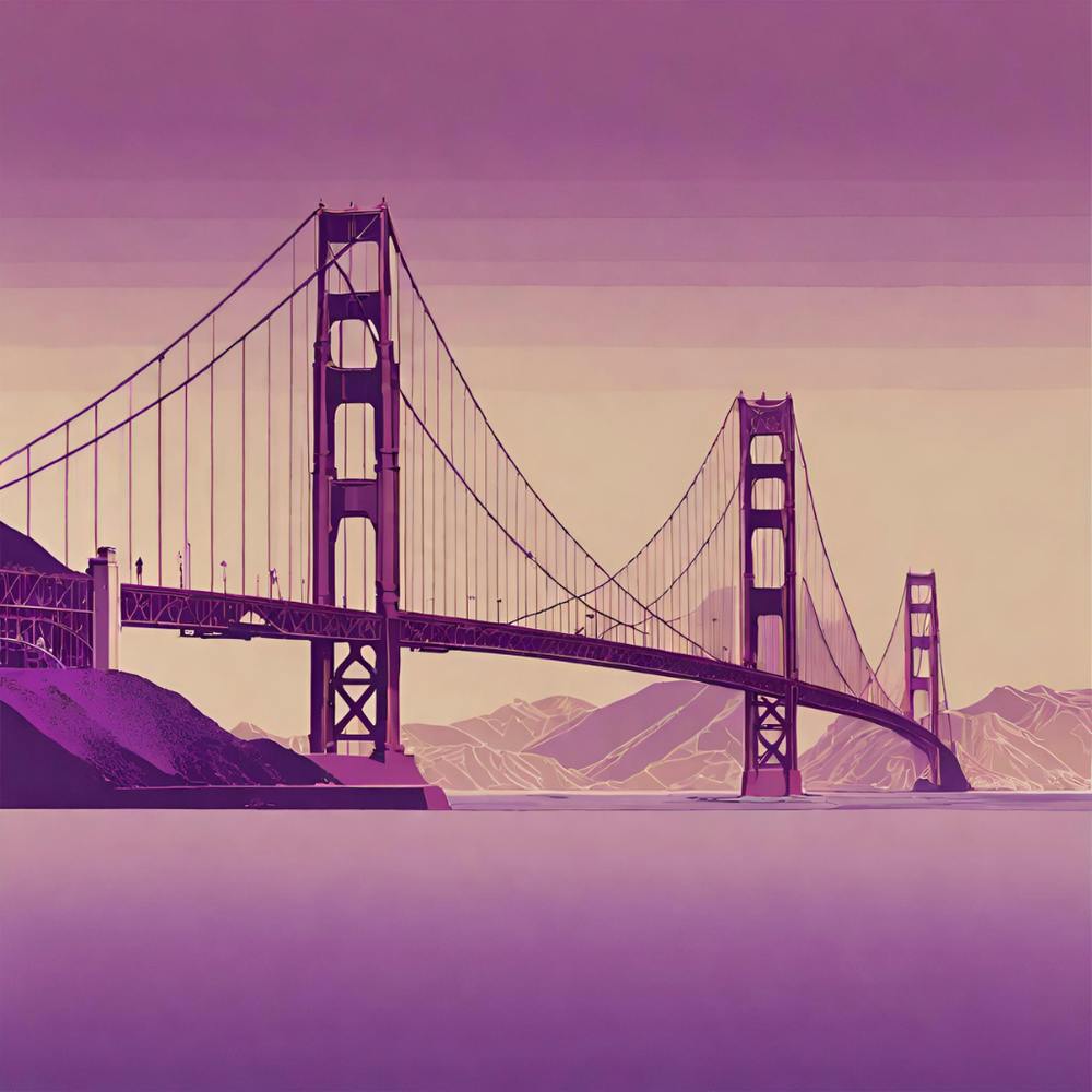 Minimalist Purple Golden Gate Bridge
