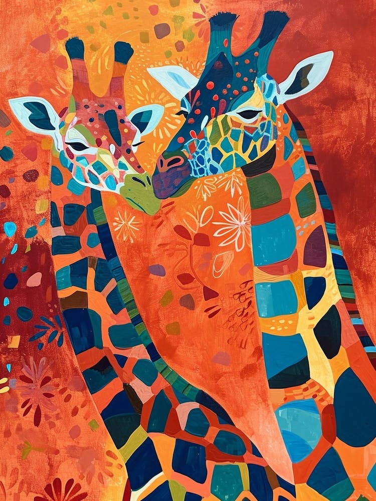 Pair Of Giraffes Cute Illustration 1