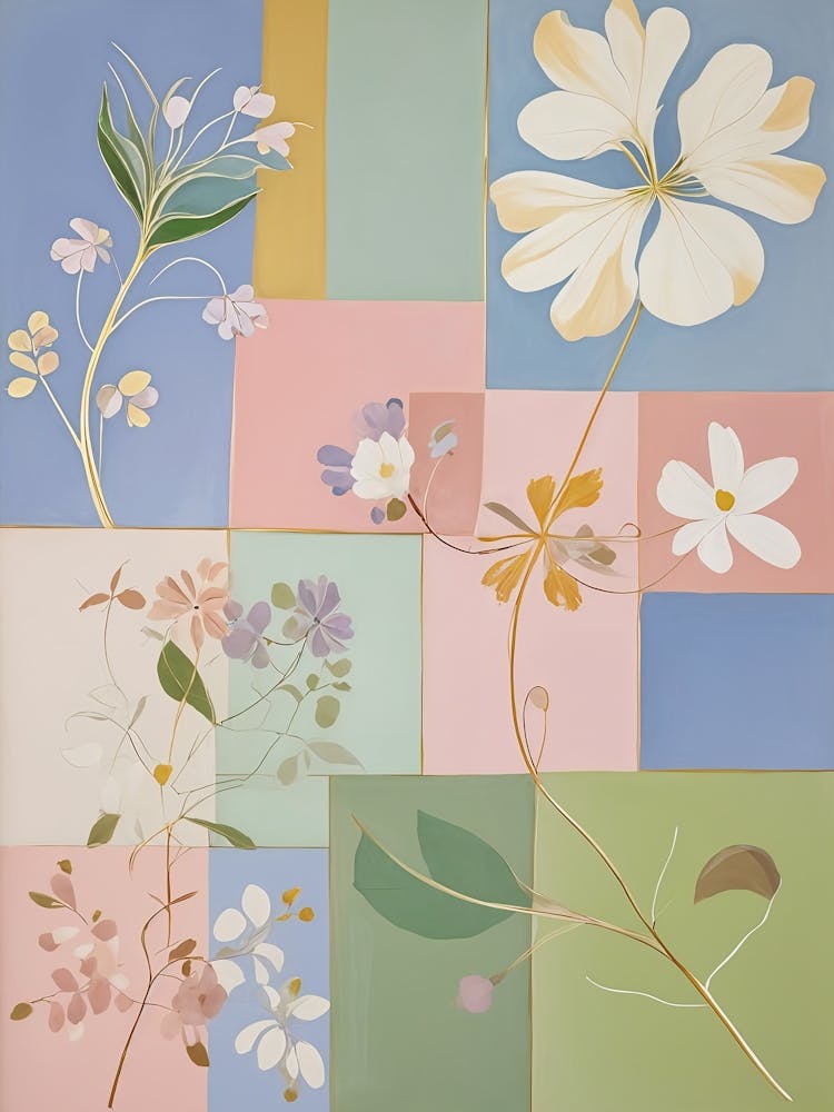Abstract Pastel Square Flowers
