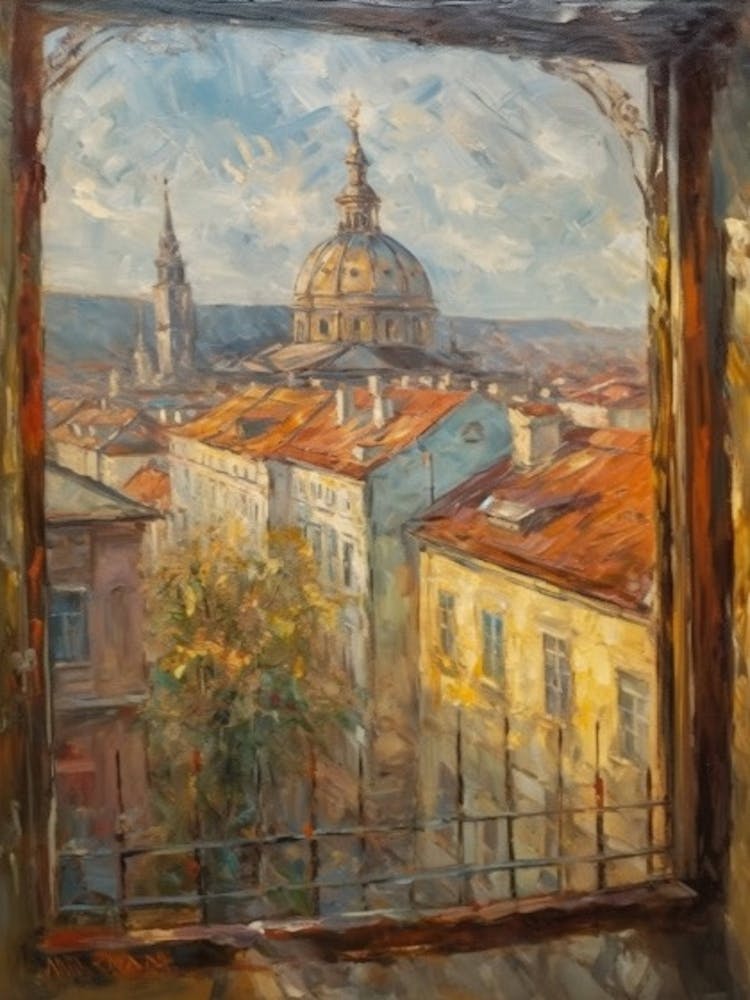 Window View Of Vienna In The Style Of Impressionism 4