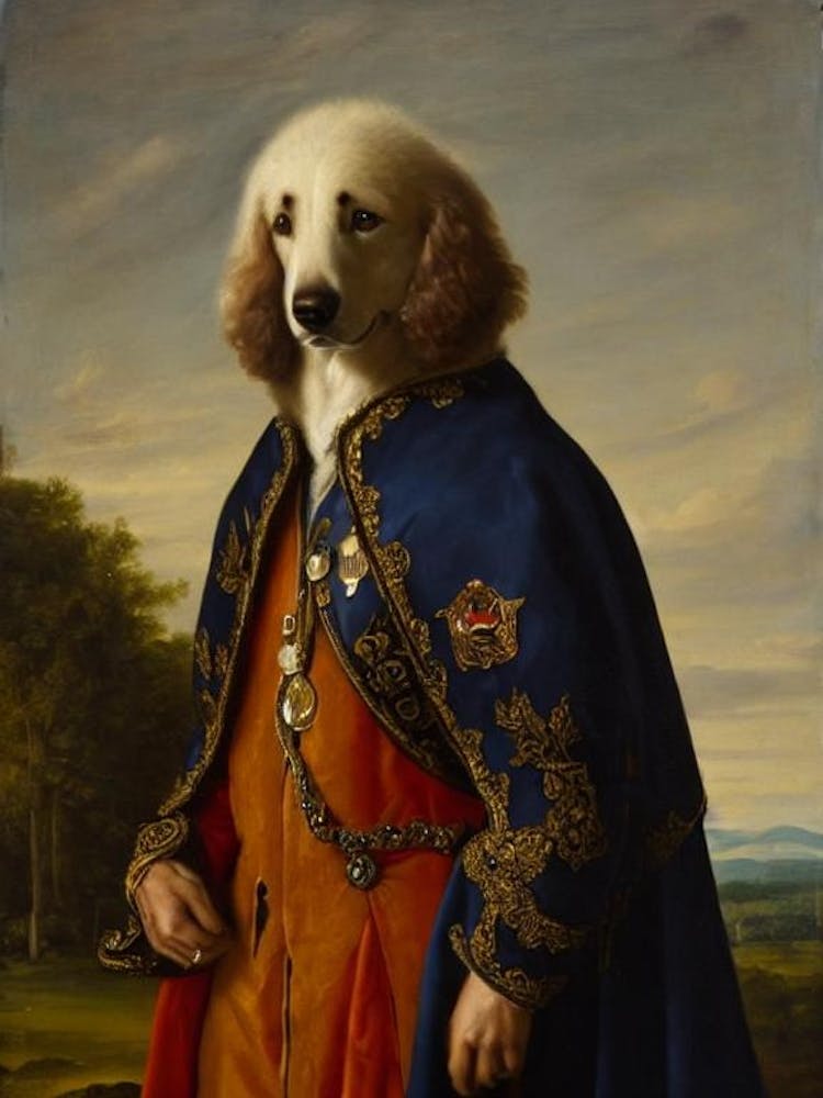 Kuvasz Renaissance Portrait Oil Painting