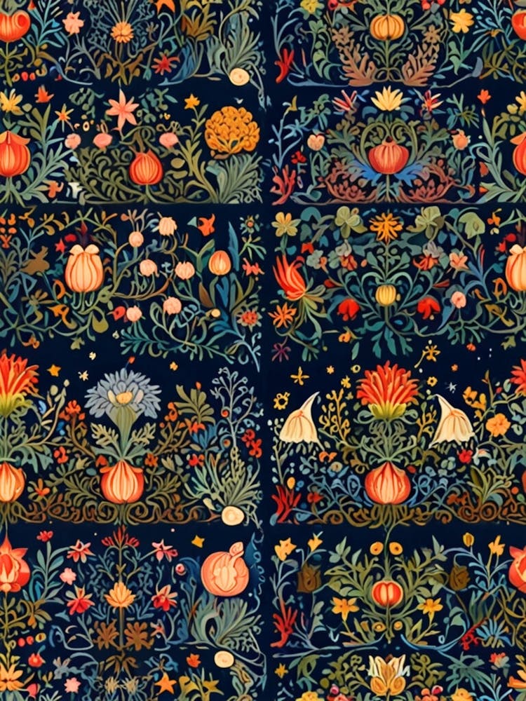 William Morris Pumpkins And Flowers 1