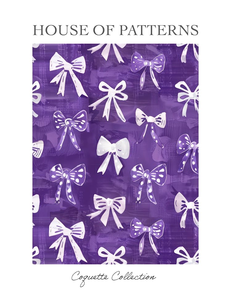 White And Purle Bows 1 Pattern Poster