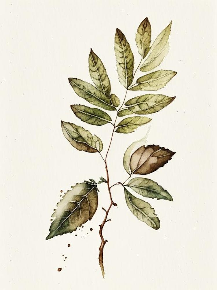 Black Walnut Herb Minimalist Watercolour