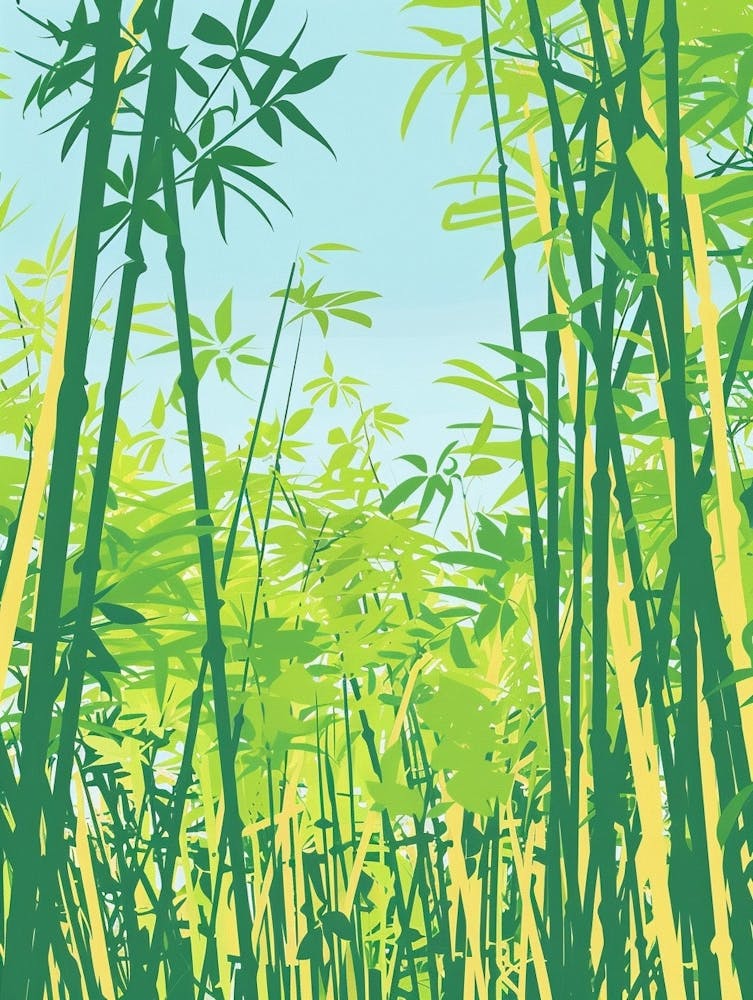 Arashiyama Bamboo Grove Kyoto 2 Colourful Illustration