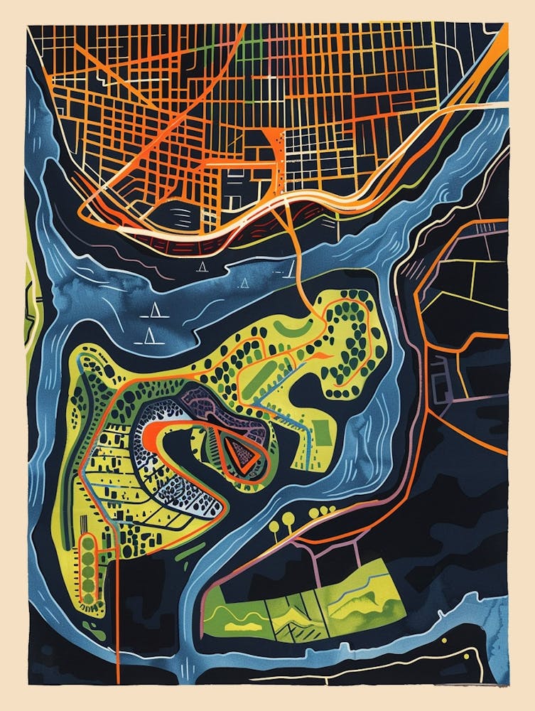 Pelham Bay New York Colourful Silkscreen Illustration 1