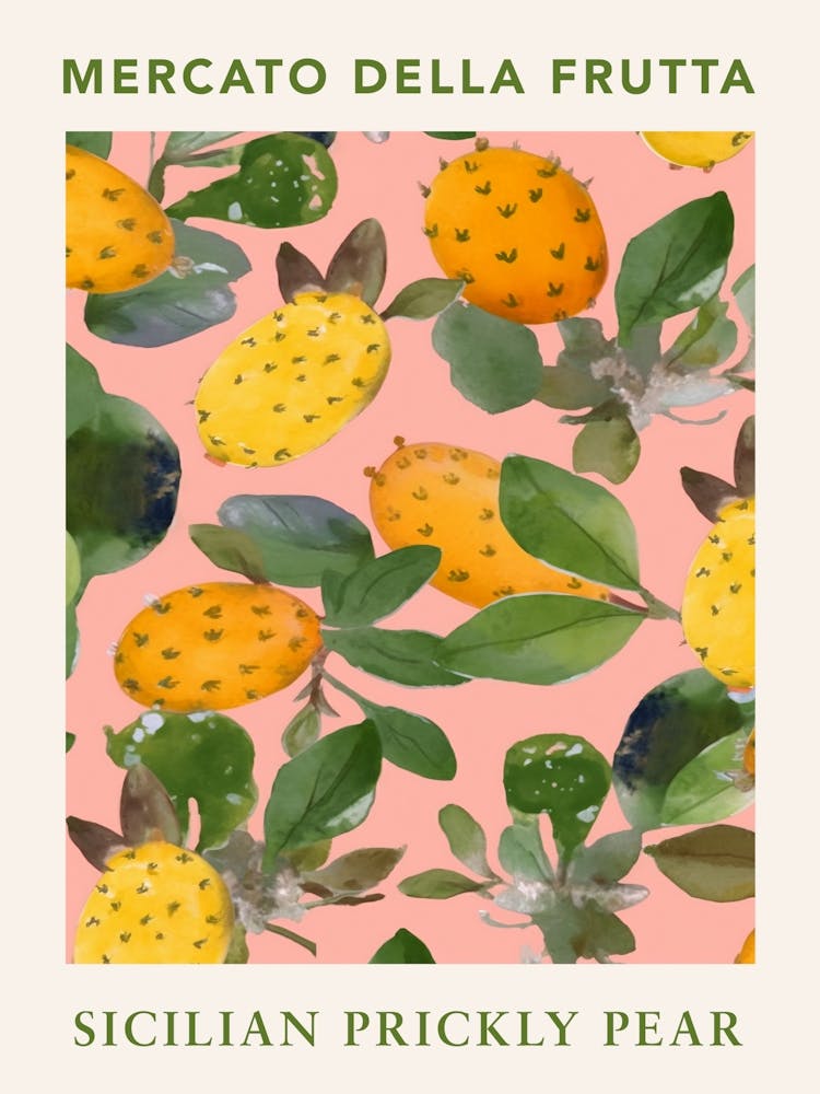 Sicilian Prickly Pear Fruit Market Poster