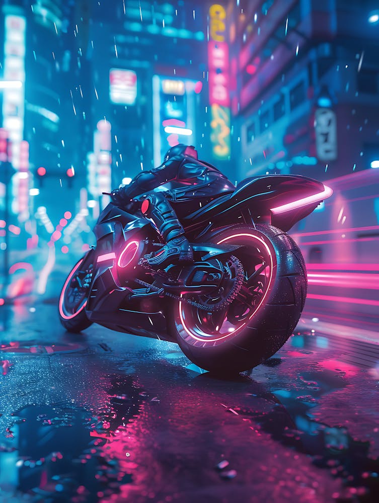 Motorcycle In The Rain 3