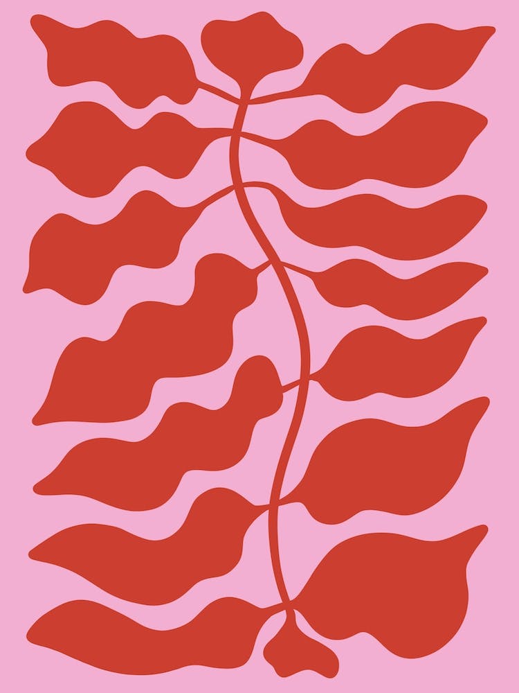 Leaves Pink Red