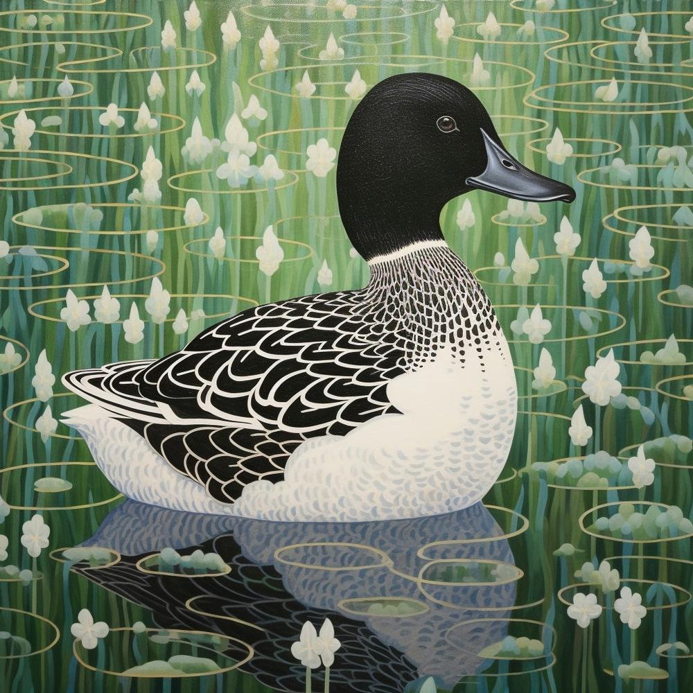 Ohara Koson Inspired Bird Painting Duck 4 Square