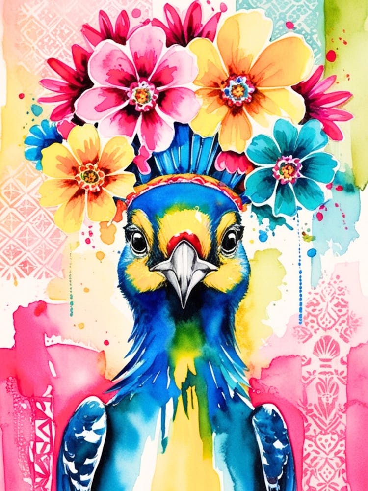 Parrot With Flowers