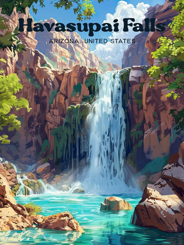 Havasupai Falls Arizona Reiseillustration