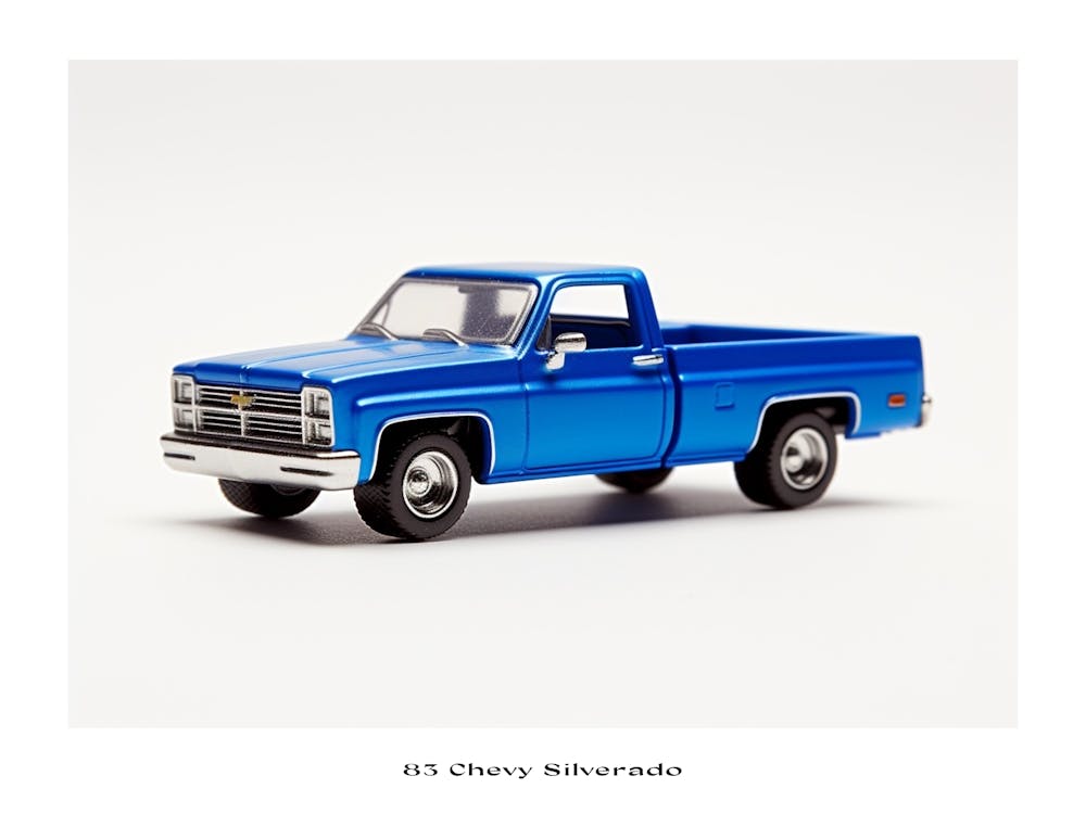 Toy Car 83 Chevy Silverado Blue Poster