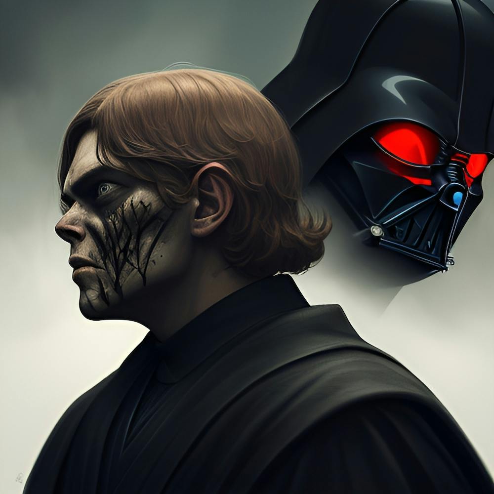 The struggle between Anakin and Vader