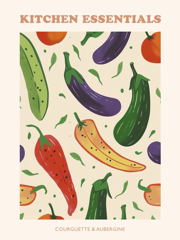 Courguette & Eggplant Pattern Poster