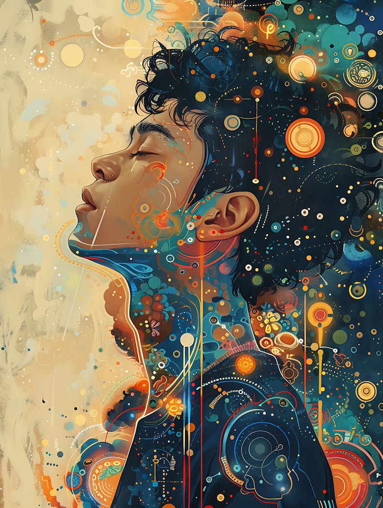 Whimsical Asian Man In Deep 4