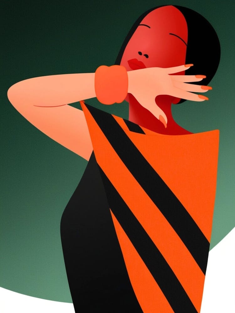 Woman In Black And Orange 1
