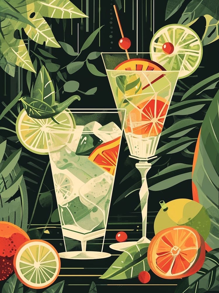 Orange & Lime Art Deco Inspired Cocktail 2