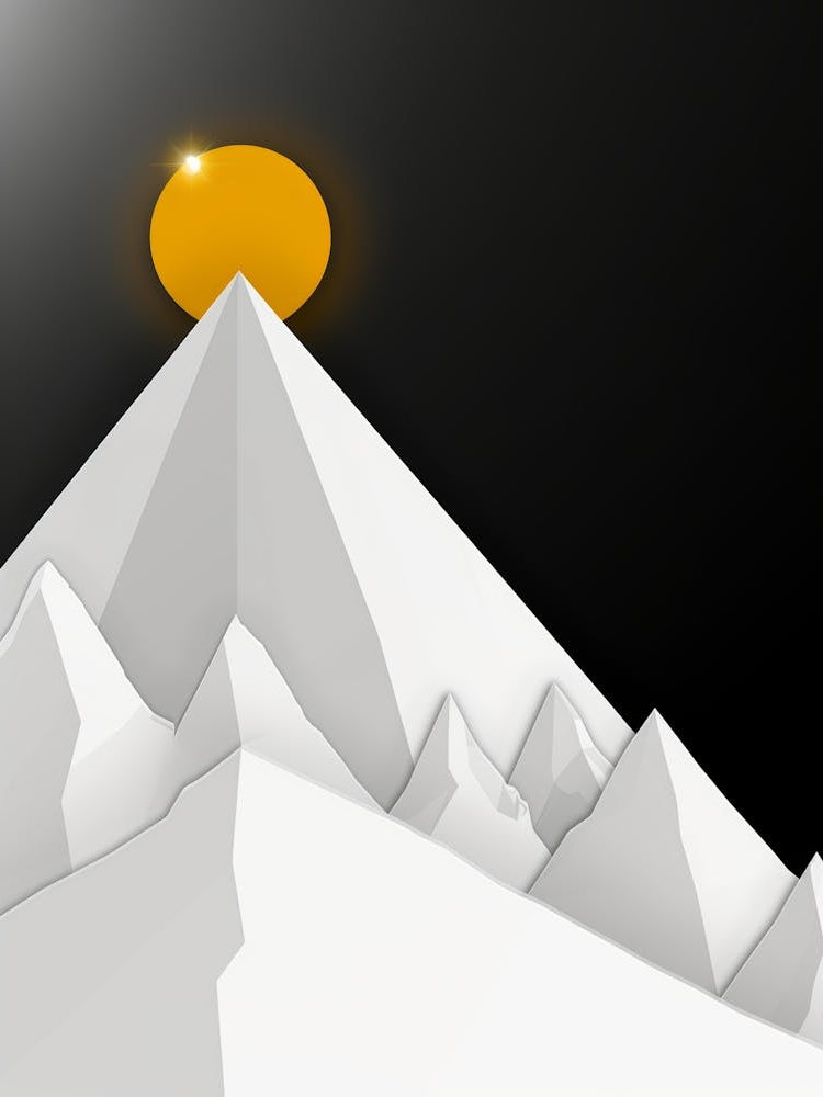 Mountain Top With Sun
