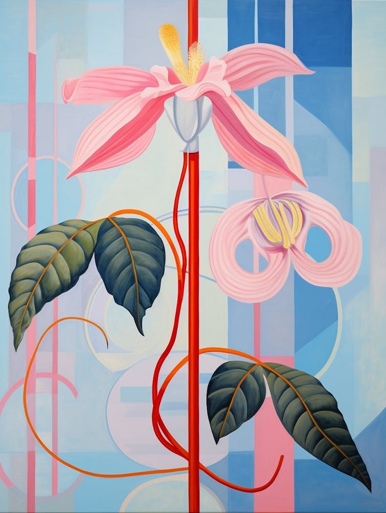 Monkey Orchid 1 Hilma Af Klint Inspired Pastel Flower Painting