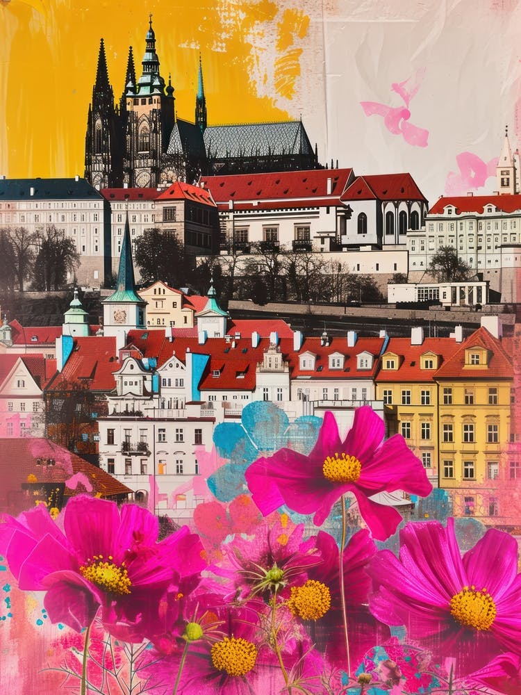 Prague   Floral Retro Collage Style 2