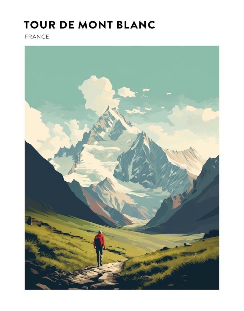 Tour De Mont Blanc France 3 Hiking Trail Landscape Poster