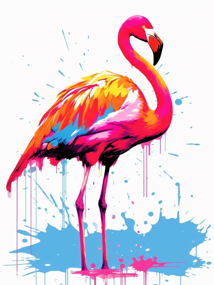 Andy Warhol Style Bird Flamingo 2