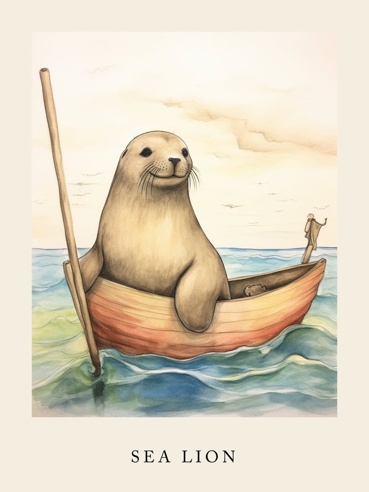 Beatrix Potter Inspired  Animal Watercolour Sea Lion 2