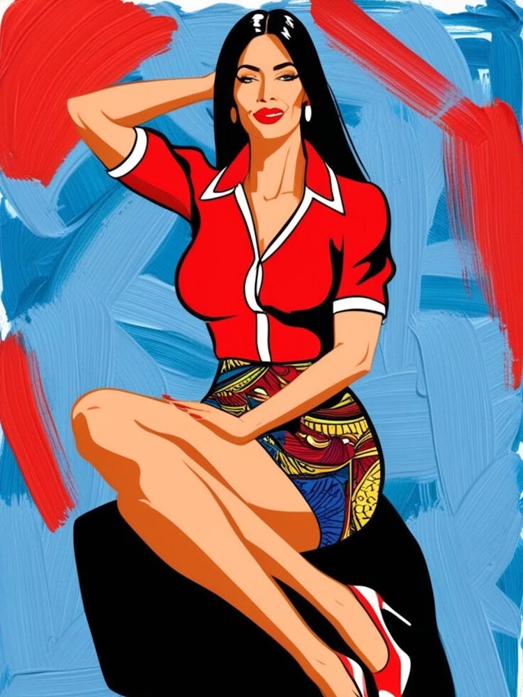 Woman In Red And Blue