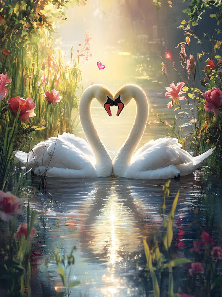 Amazing Swan Couple in the Lake 17