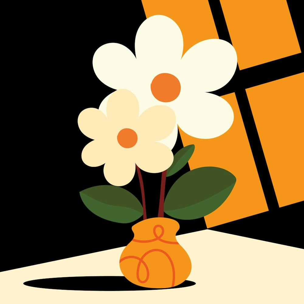 Flowers In A Vase Mid Century